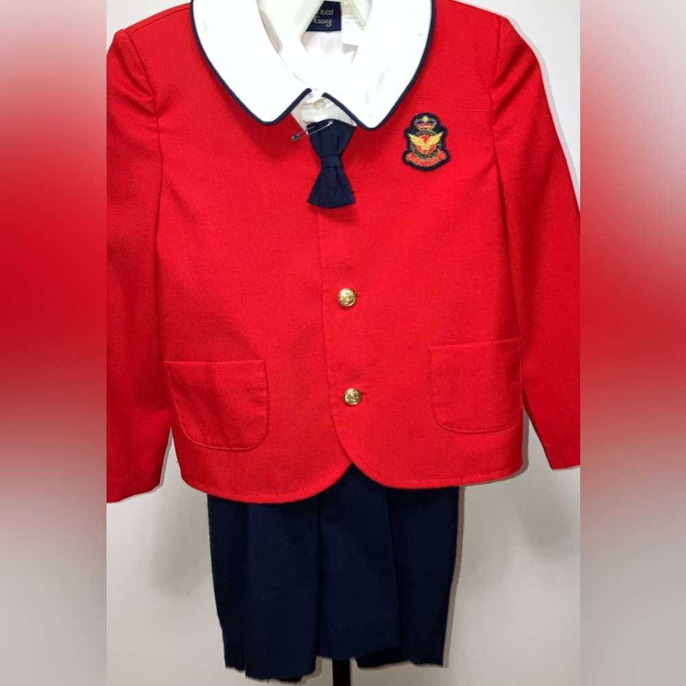 CUTEST❗️Great Guy Boys 5T Red Formal Coat/Blue Suspender/Pants Shirt 4 pc Outfit